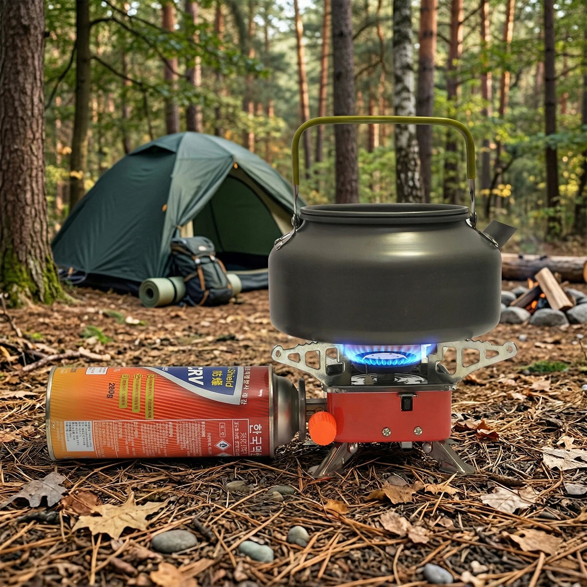 Mini Fogão a Gás Portátil para Camping, Fogareiro Dobrável a Cartucho de Butano, Queimador Compacto
