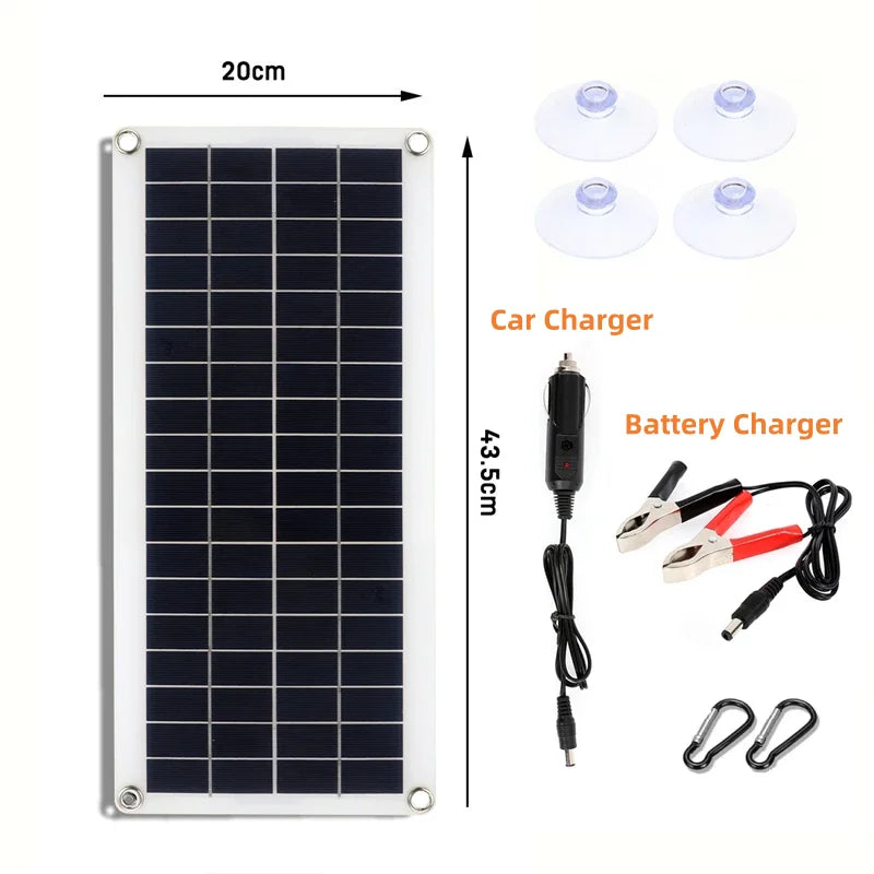 Painel Solar Portátil 5V USB Tipo-C: Kit Flexível e Leve para Carregamentos, Carros, Camping, Caminhadas e Power Banks - IP65