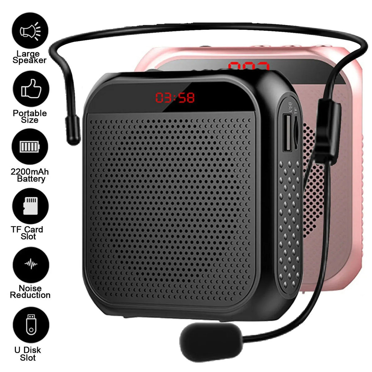 Amplificador de Voz Portátil Megafone com Microfone Recarregável Ultraleve Alto-falante