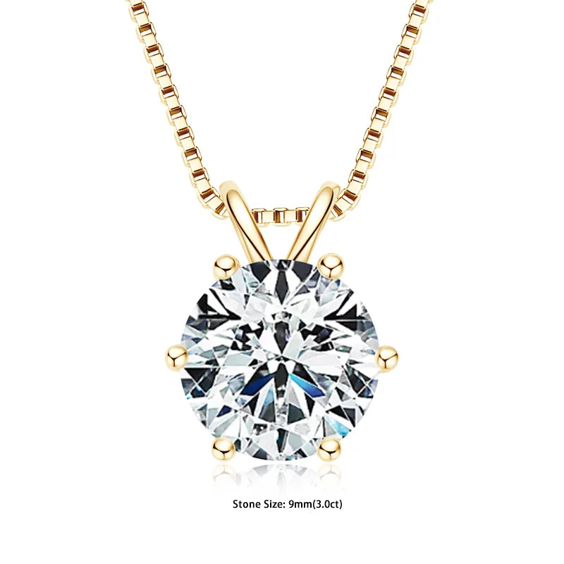 Colar Solitário + Pingente Certificado 0.5-5ct Moissanite Pingente