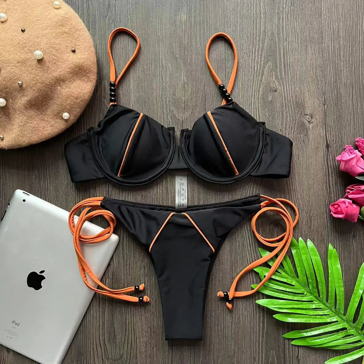 Cunjunto de Maiô Sexy Bush up Bikini Cintura Baixa