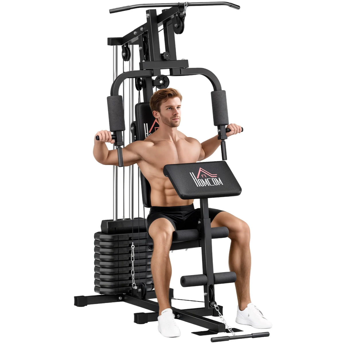 Estação de Musculação Multiestação Homcom com Flexão de Pernas, 45 kg de Peso