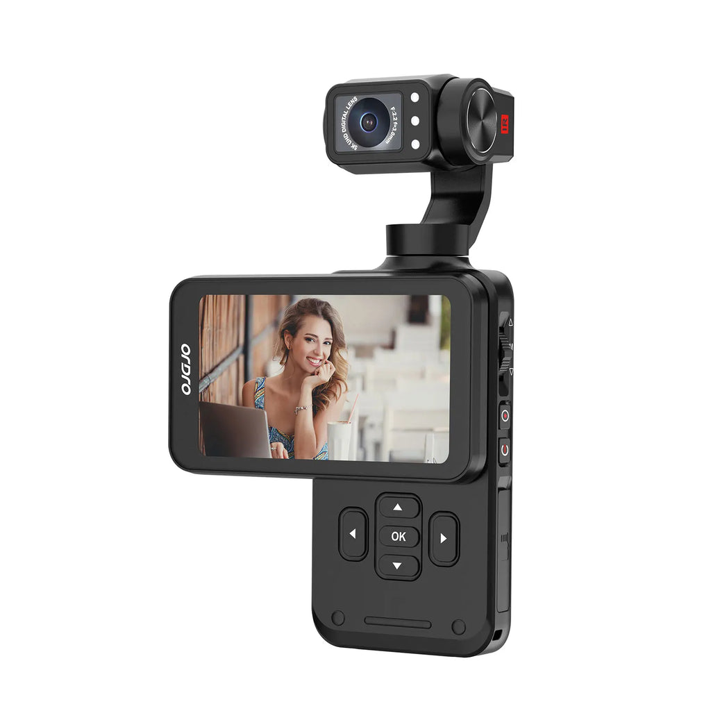 Kit de Câmera Vlog Ordro M5 5K, Filmadora de Ação Portátil com Microfone Sem Fio para Gravação de Vídeos