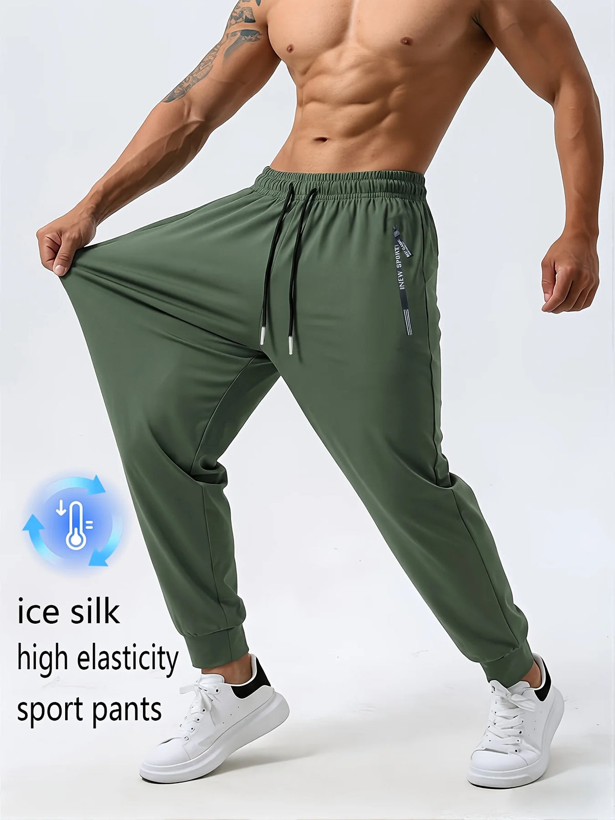 Calça de Seda com Zíper