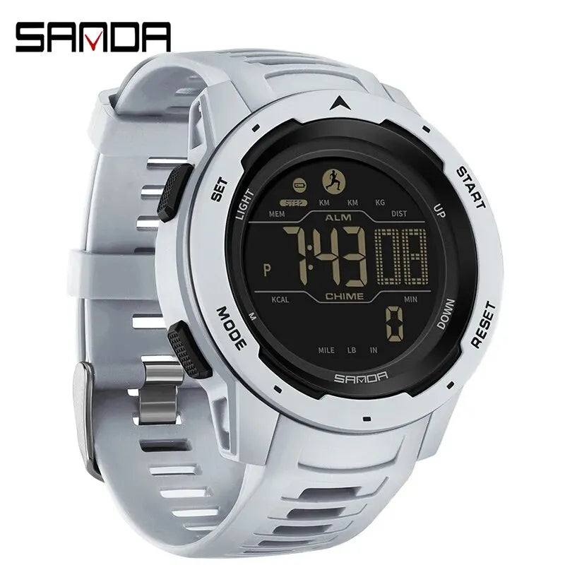 Relógio SANDA 2145  Pedômetro e Contador de Calorias, relógio de pulso militar digital LED à prova d'água 50M