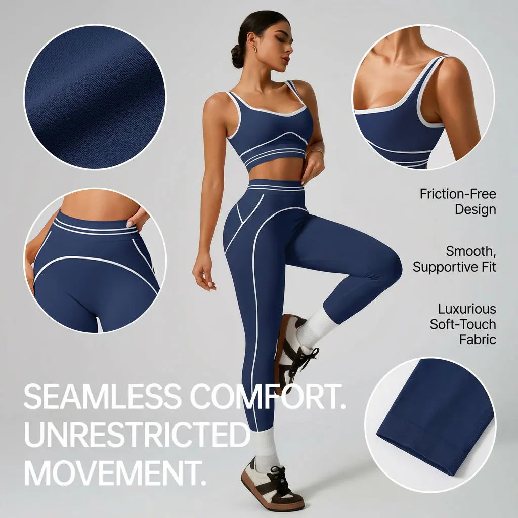 Conjunto Sem Costura de Cintura Alta Activewear para Ginásio treino fitness