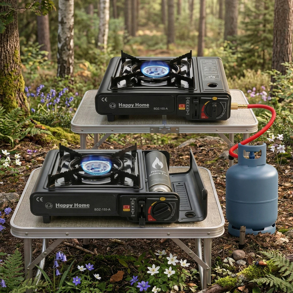 Fogão a Gás Portátil para Camping em Estojo com Adaptador