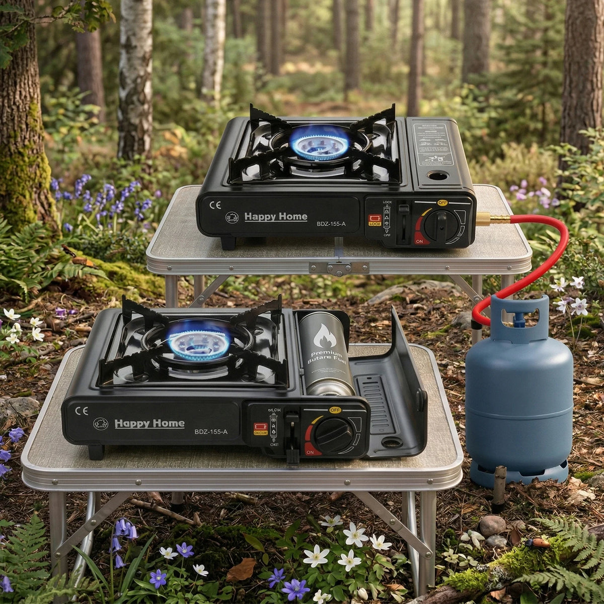 Fogão a Gás Portátil para Camping em Estojo com Adaptador