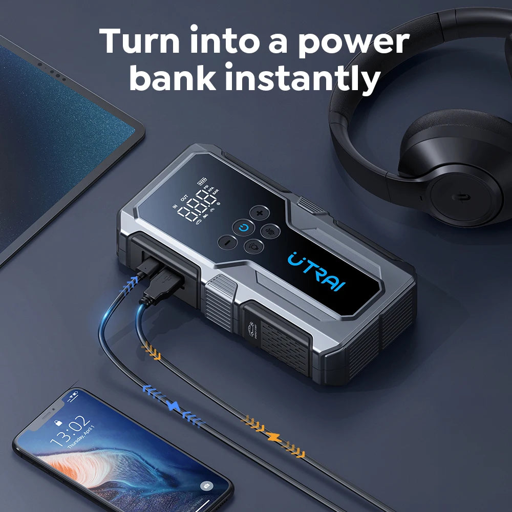 Power Bank Portátil 150PSI Bomba de ar Bateria de carro Boosteres de emergência