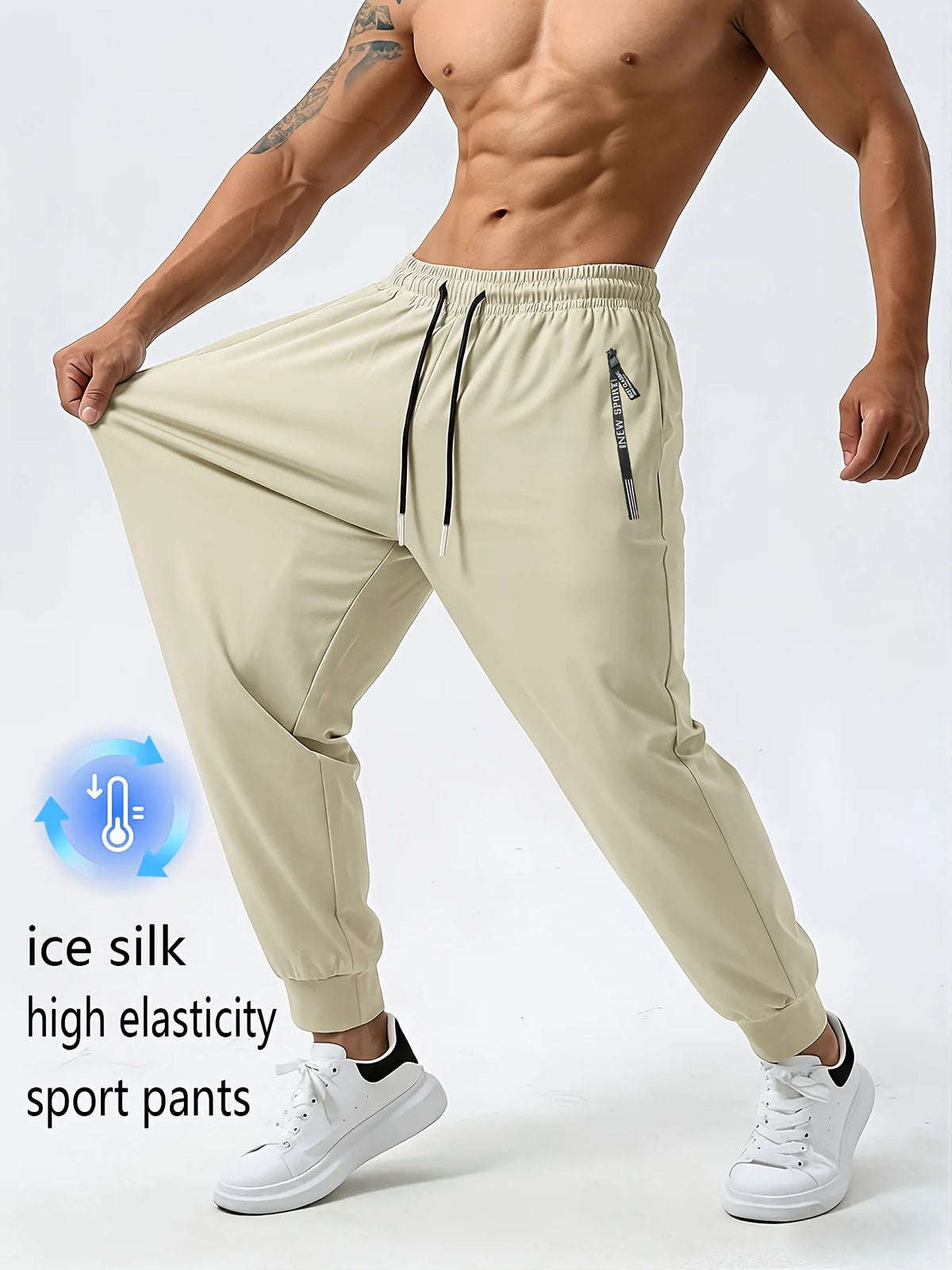 Calça de Seda com Zíper