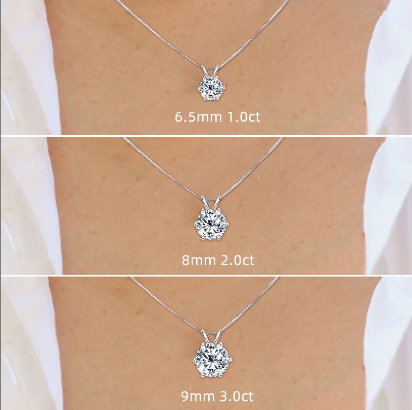 Colar Solitário Moissanite Certificado Lnngy de 0,5ct comPingente de Diamante