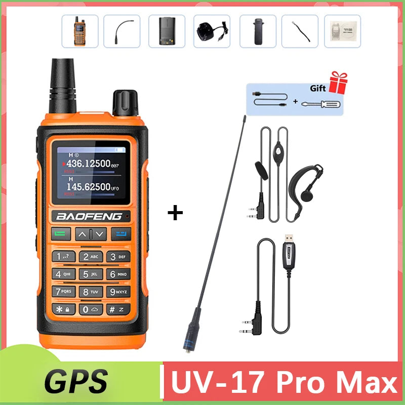 Baofeng UV 17 Pro GPS Walkie Talkie Air Band Alta Potência Tipo USB C