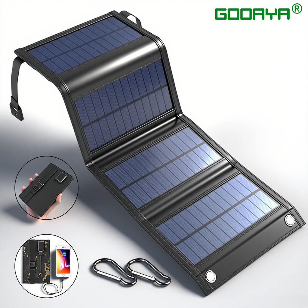 Painel solar dobrável de 4 dobras, 100w, 20w/h usb 5v dc