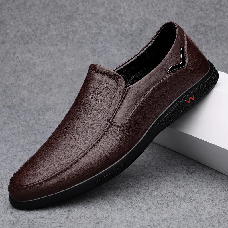 sapatos Clohoo camadas de couro com fundo de borracha