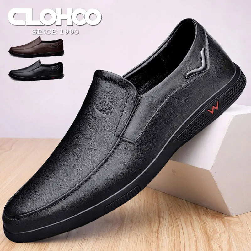 sapatos Clohoo camadas de couro com fundo de borracha