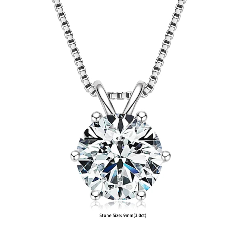 Colar Solitário + Pingente Certificado 0.5-5ct Moissanite Pingente