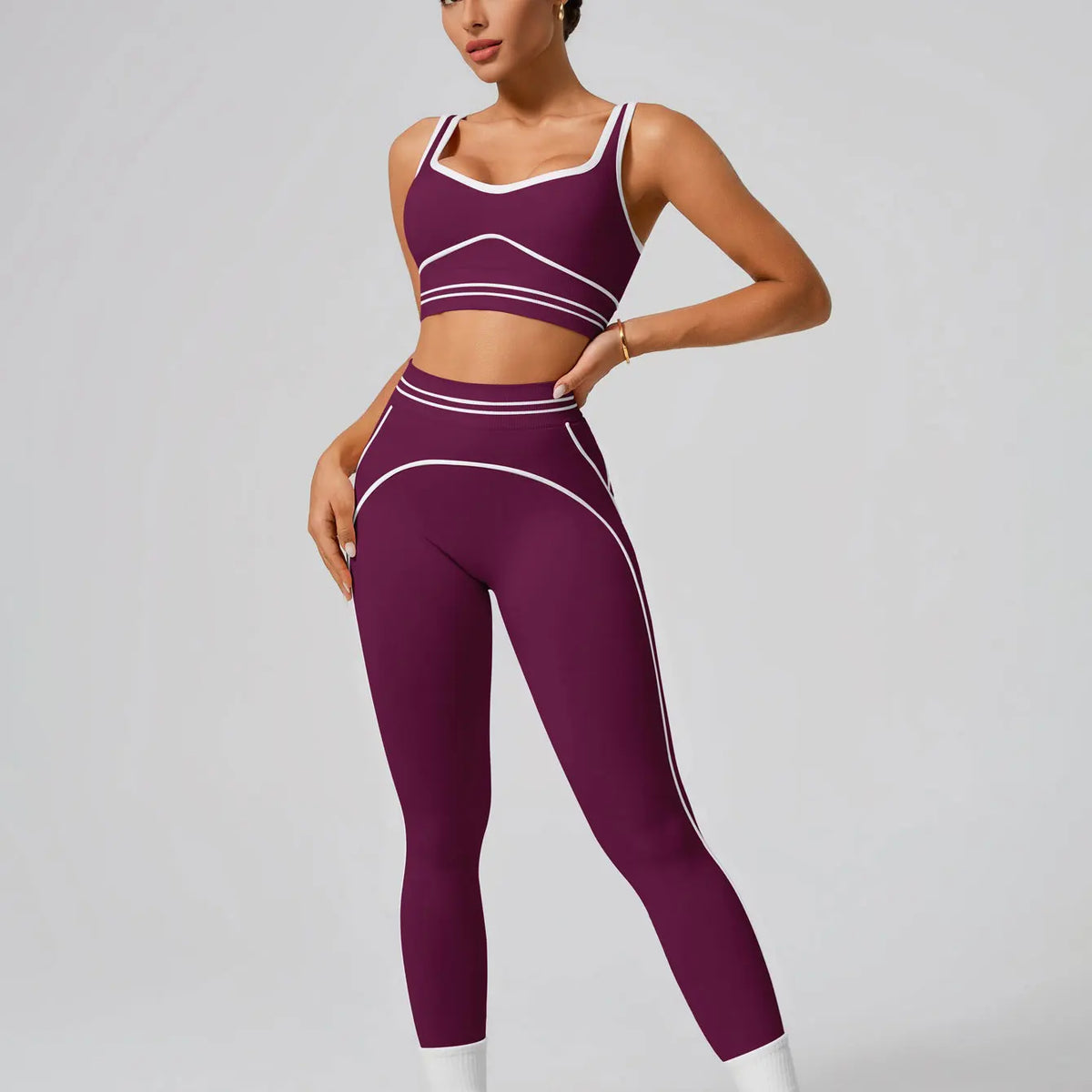 Conjunto Sem Costura de Cintura Alta Activewear para Ginásio treino fitness