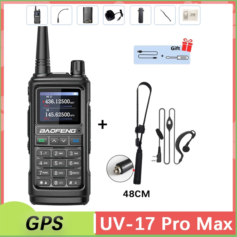 Baofeng UV 17 Pro GPS Walkie Talkie Air Band Alta Potência Tipo USB C