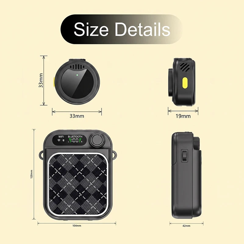 Amplificador de Voz 5W com 2 Microfones de Lapela Sem Fio Recarregável