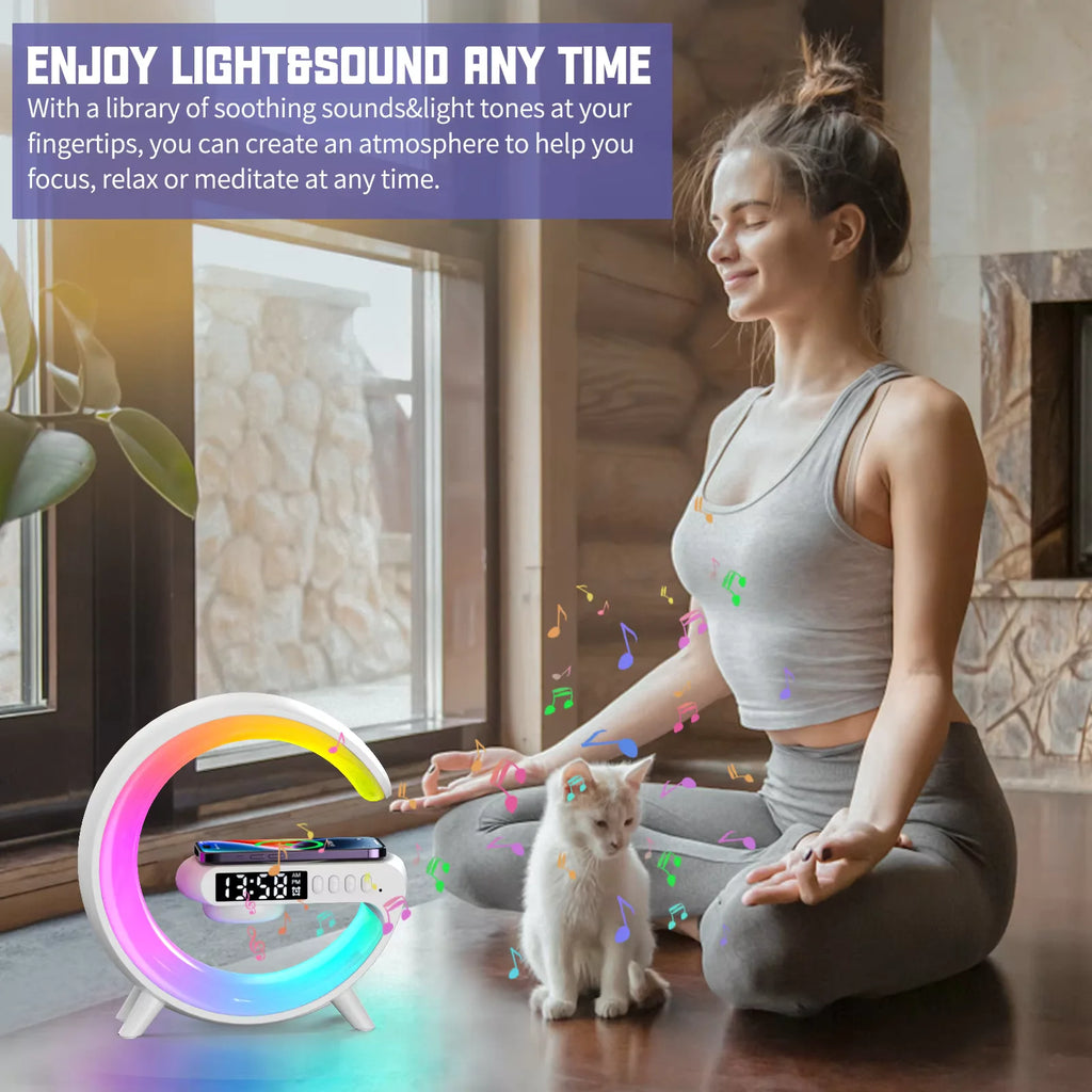 Carregador sem fio Multifuncional com luz RGB, Carregamento Rápido