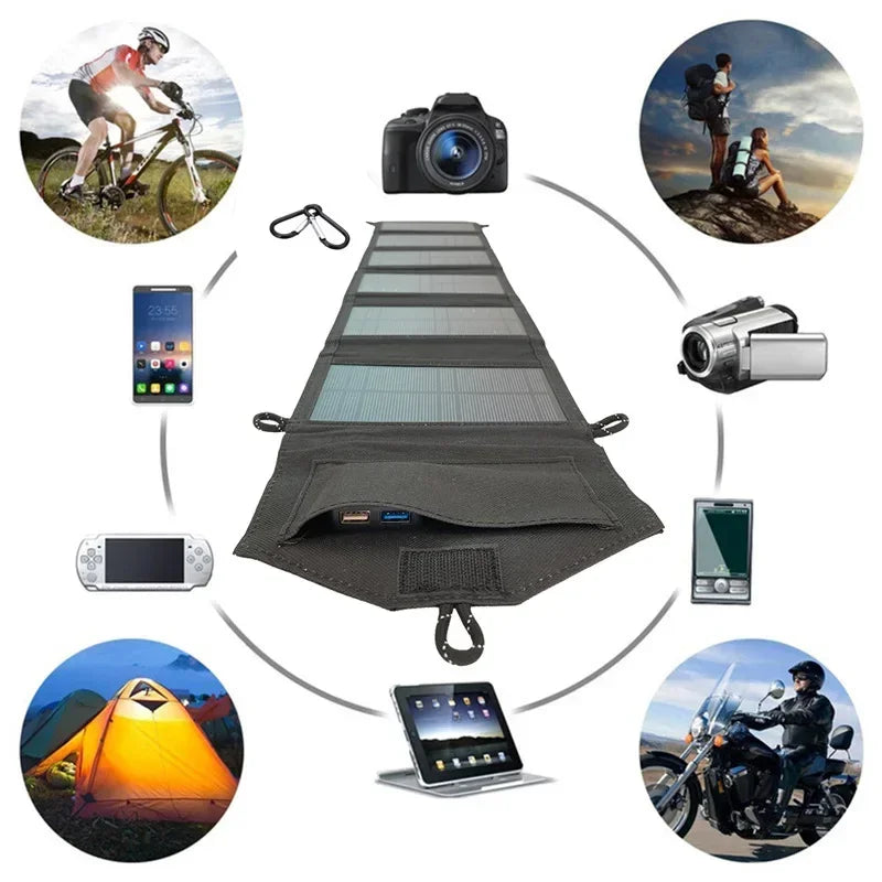 Painel solar dobrável de 4 dobras, 100w, 20w/h usb 5v dc
