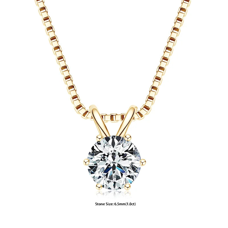 Colar Solitário + Pingente Certificado 0.5-5ct Moissanite Pingente