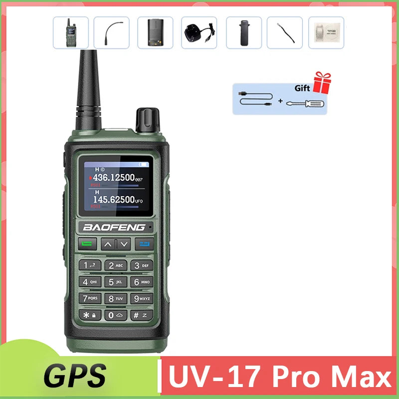 Baofeng UV 17 Pro GPS Walkie Talkie Air Band Alta Potência Tipo USB C