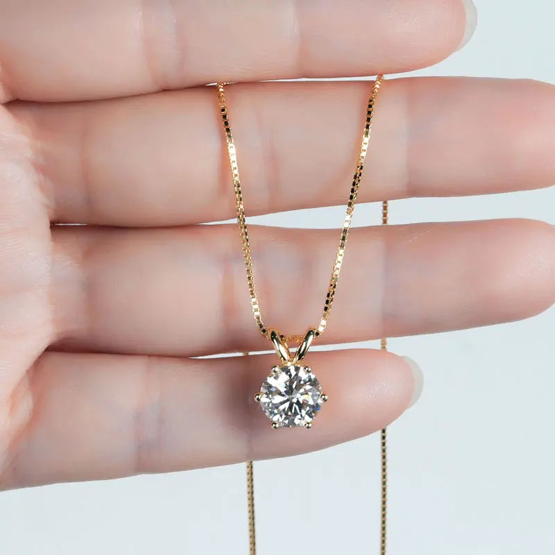 Colar Solitário Moissanite Certificado Lnngy de 0,5ct comPingente de Diamante
