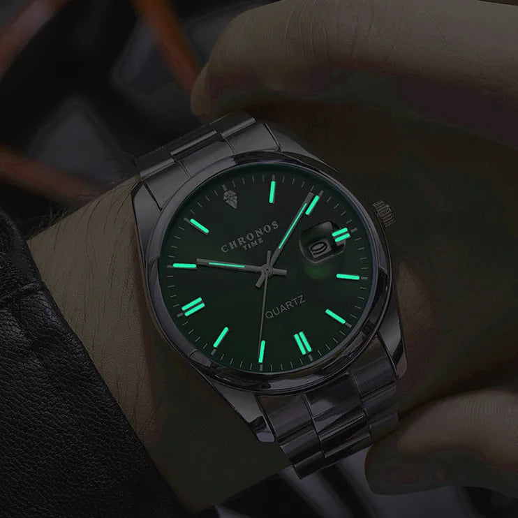 Relógio Chronos, à Prova  d`água, em Aço Inoxidável Quartzo
