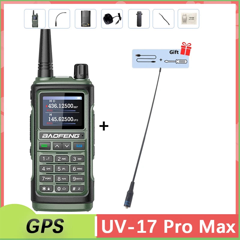 Baofeng UV 17 Pro GPS Walkie Talkie Air Band Alta Potência Tipo USB C