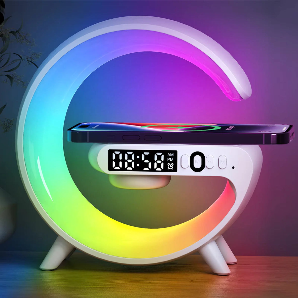 Carregador sem fio Multifuncional com luz RGB, Carregamento Rápido