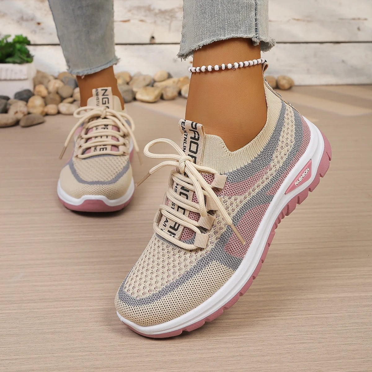 Ténis Bicolor Casual Feminino Modelo 2026