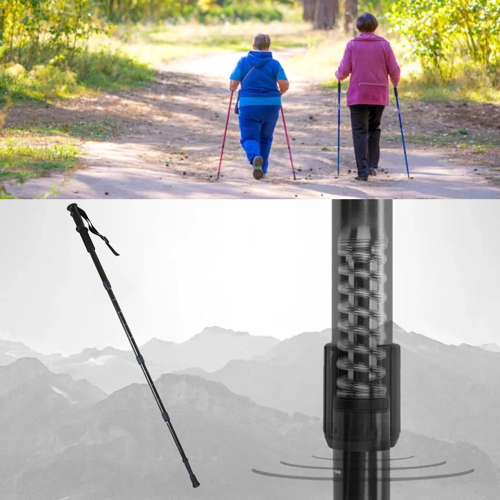 Bastões de Trekking para Caminhada Nórdica, Anti-Choque, Ajustáveis, em Alumínio, Conjunto com 2 Bastões