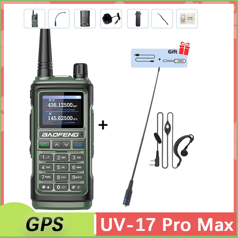 Baofeng UV 17 Pro GPS Walkie Talkie Air Band Alta Potência Tipo USB C