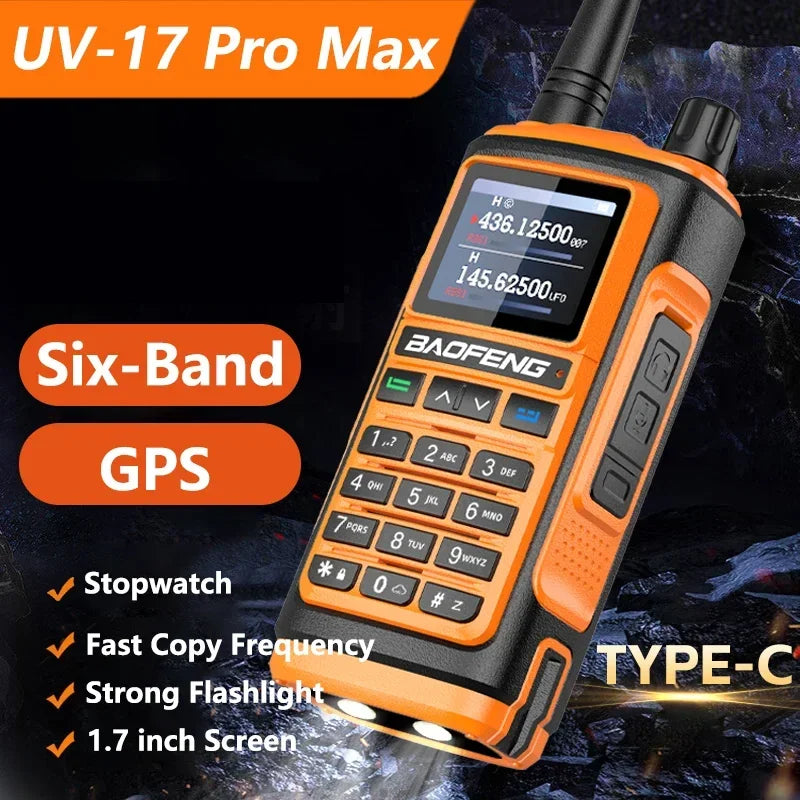Baofeng UV 17 Pro GPS Walkie Talkie Air Band Alta Potência Tipo USB C