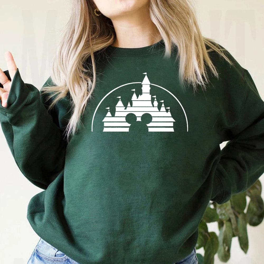 Moletom Castelo o Reino Mágico Mouse Gráfico Pulôver Minnie Jumper