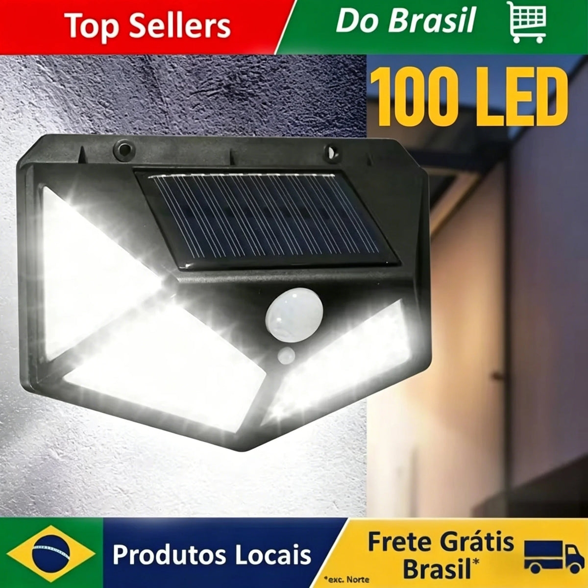 Luminária de Parede Externa à Prova d'água com Luz Solar