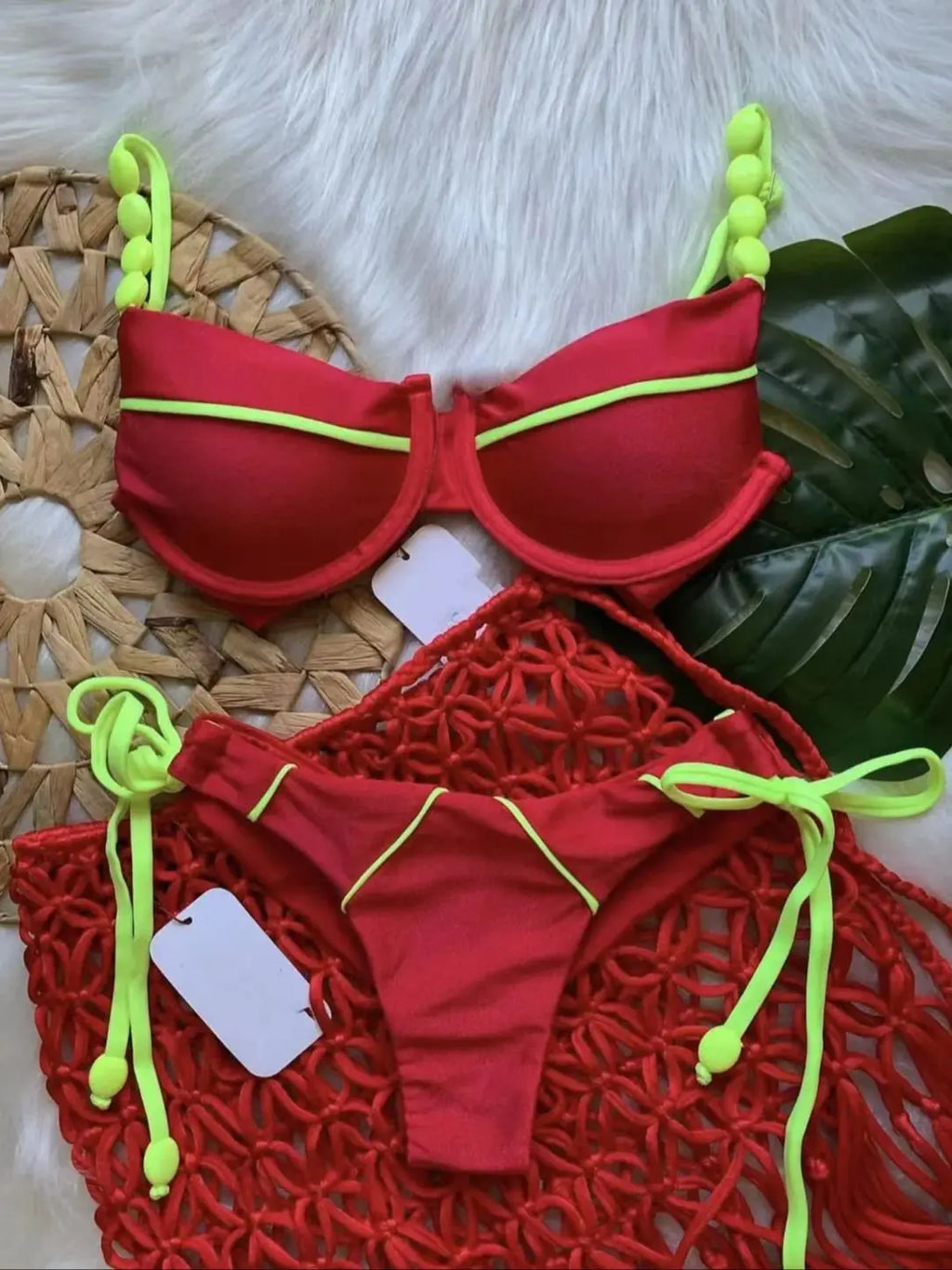Cunjunto de Maiô Sexy Bush up Bikini Cintura Baixa