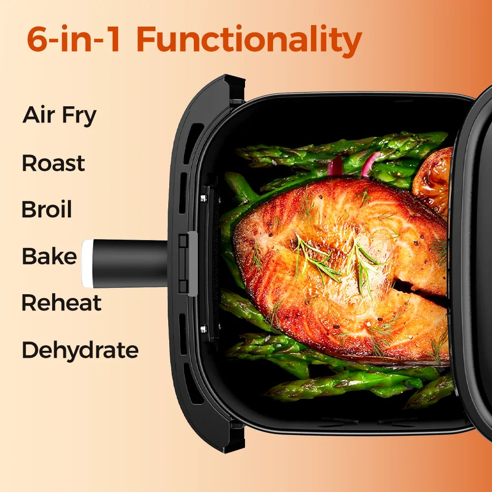 Fritadeira a Ar 5.5L 8-em-1 Max 200 ° Fritadeira Elétrica Sem Óleo com Controle por Toque