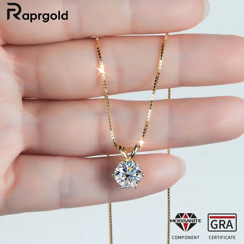 Colar Solitário + Pingente Certificado 0.5-5ct Moissanite Pingente