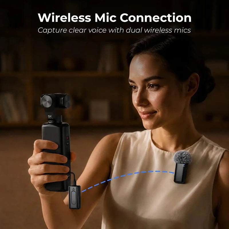 Kit de Câmera Vlog Ordro M5 5K, Filmadora de Ação Portátil com Microfone Sem Fio para Gravação de Vídeos