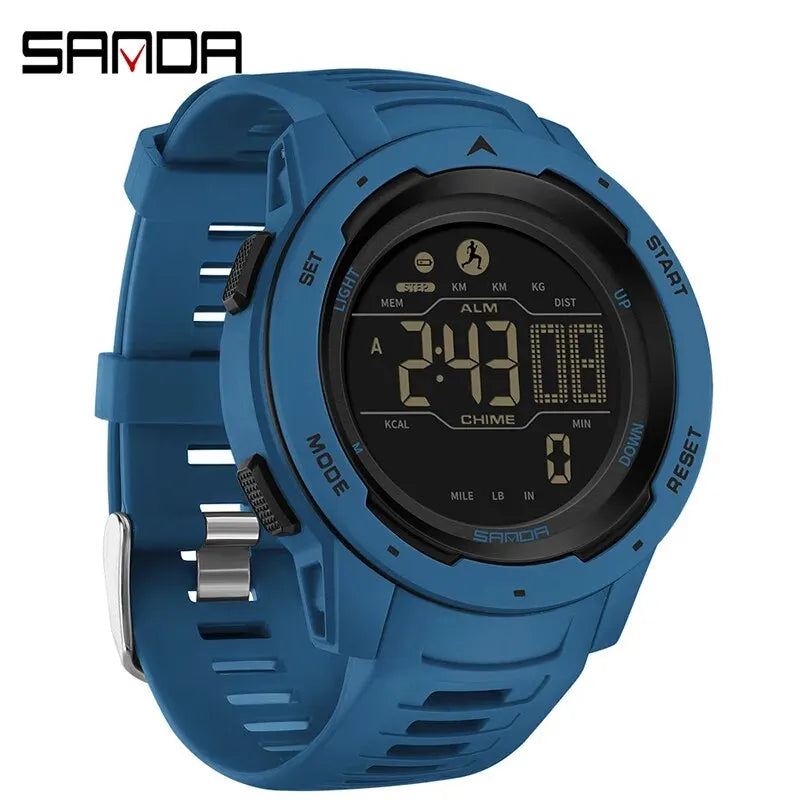 Relógio SANDA 2145  Pedômetro e Contador de Calorias, relógio de pulso militar digital LED à prova d'água 50M