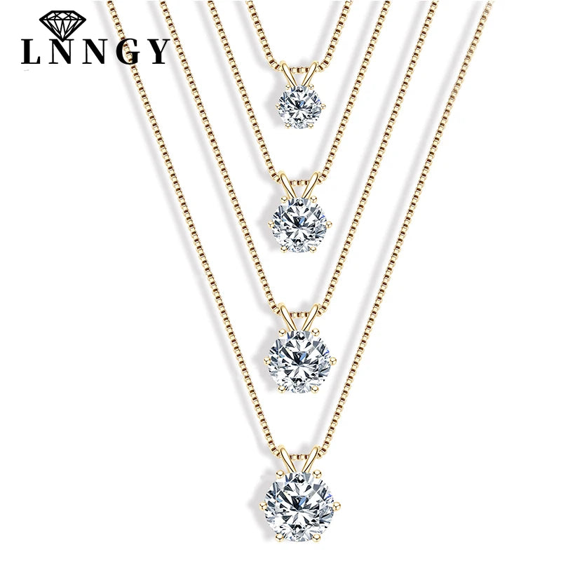 Colar Solitário Moissanite Certificado Lnngy de 0,5ct comPingente de Diamante
