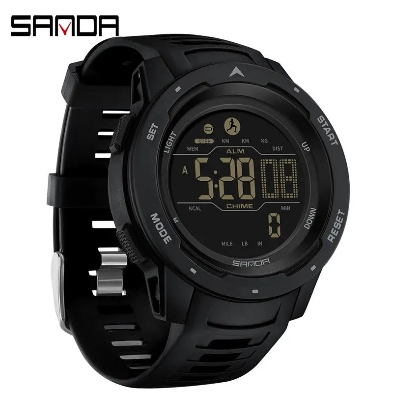 Relógio SANDA 2145  Pedômetro e Contador de Calorias, relógio de pulso militar digital LED à prova d'água 50M
