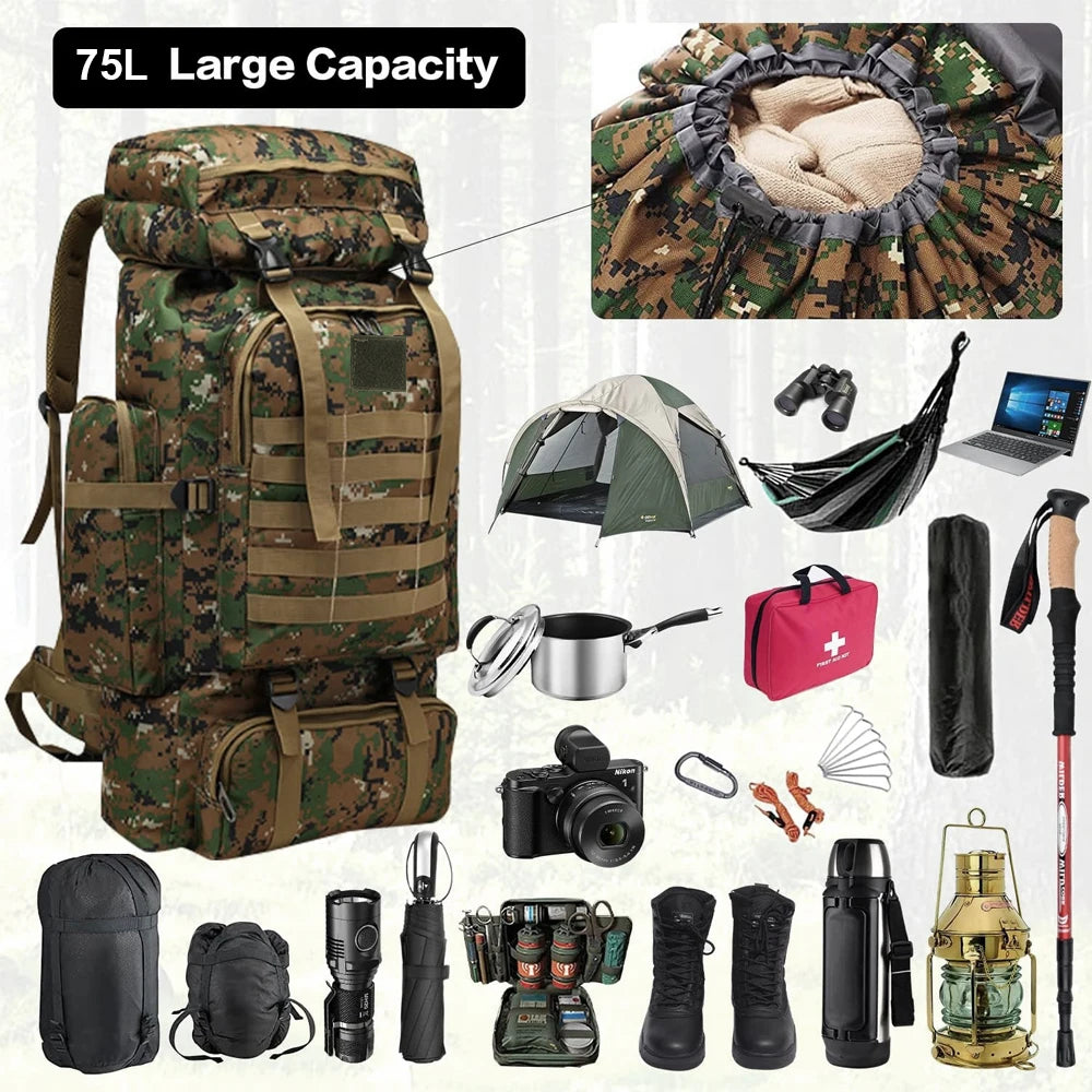 Mochila para Caminhadas e Camping, Impermeável ideal para Viagens e Emergências