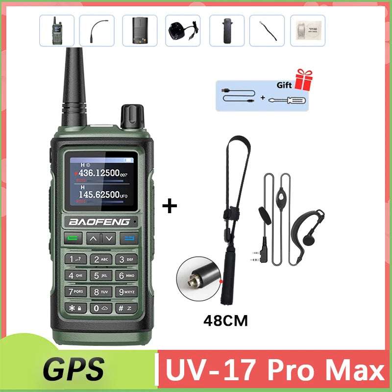 Baofeng UV 17 Pro GPS Walkie Talkie Air Band Alta Potência Tipo USB C