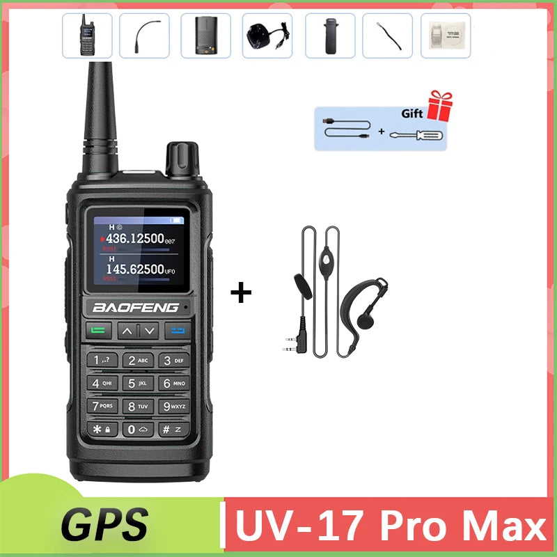 Baofeng UV 17 Pro GPS Walkie Talkie Air Band Alta Potência Tipo USB C