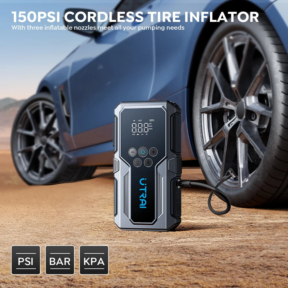 Power Bank Portátil 150PSI Bomba de ar Bateria de carro Boosteres de emergência