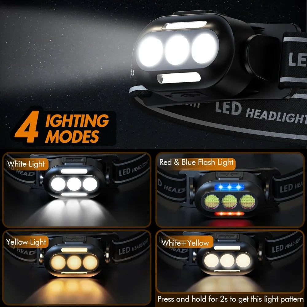 Lanterna de Cabeça recarregável, Luz led, lâmpada ipx4 à prova d´água