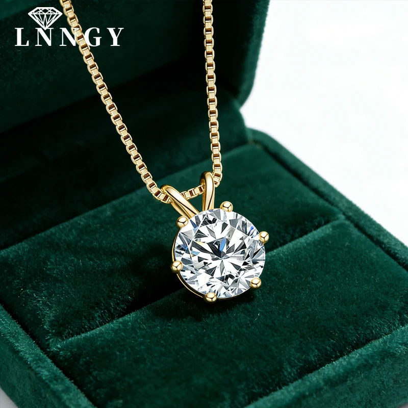 Colar Solitário Moissanite Certificado Lnngy de 0,5ct comPingente de Diamante